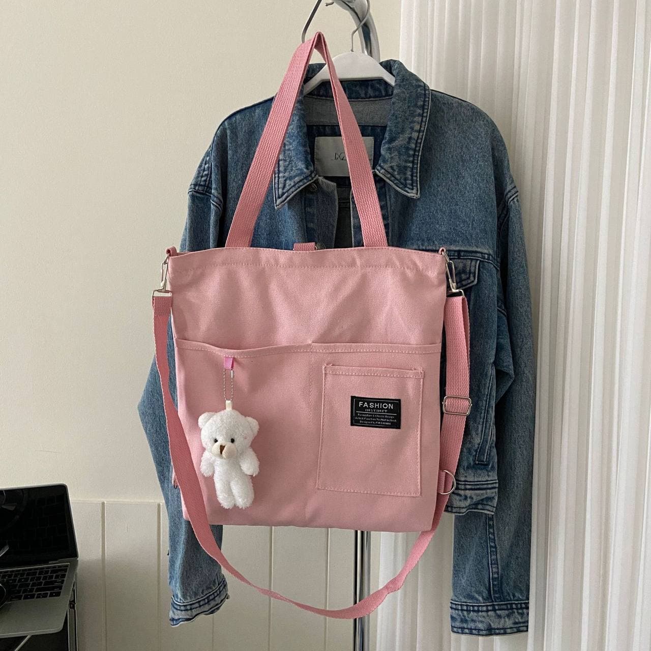 toy pink tote bag